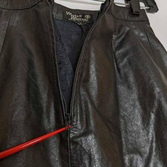 Marco Morani Milan New York Skirt Black Leather Fits EXTRA SMALL XS VINTAGE VTG - Picture 6 of 10